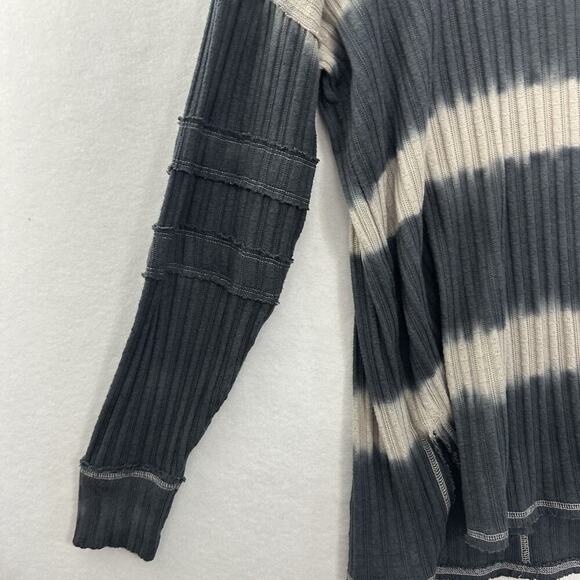 We The Free People Sunset Tee Womens Small Gray Striped LS Ribbed Grunge Beach - Picture 4 of 12
